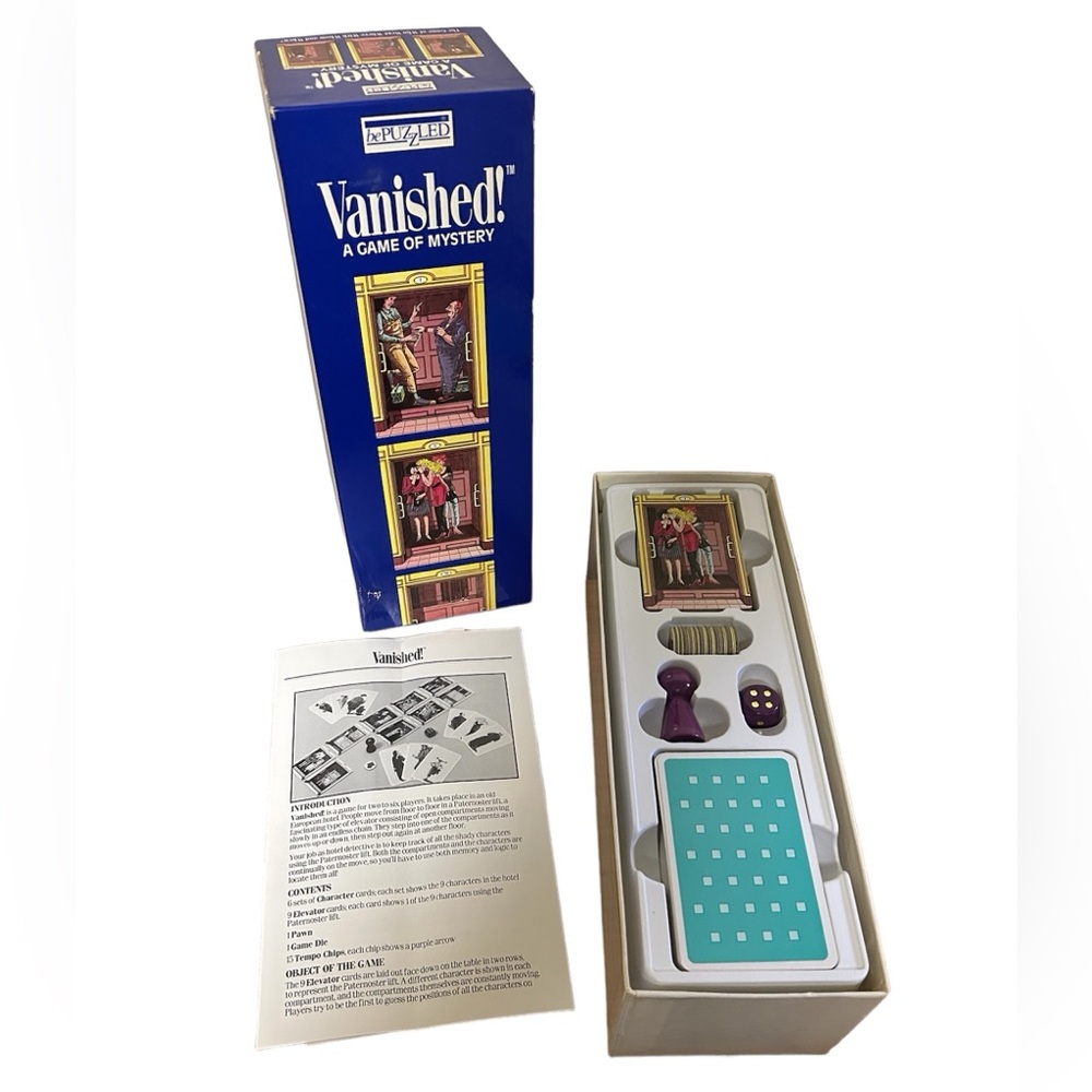 Vanished Mystery Game by Bepuzzled, 1990 edition - complete with instructions